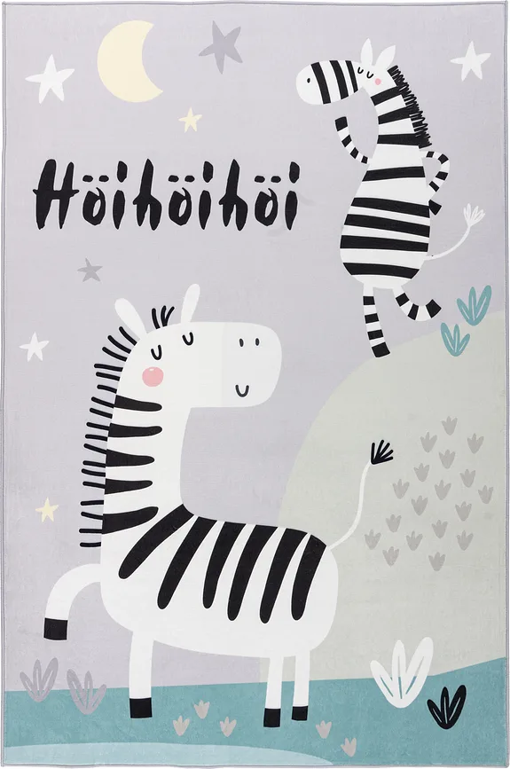 Коврик Obsession Magic Kids Dancing Zebra, полипропилен, 160 115 см, серый