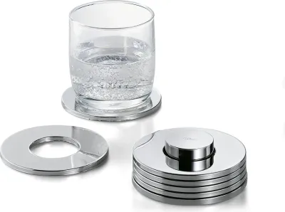 Набор подставок под кружку Philippi Rings, 6 штук, металл, 9,5 см, серебристая