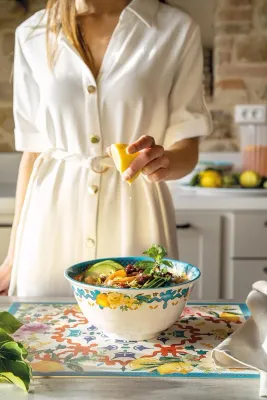 Салфетка сервировочная под тарелку Guzzini Flowers Lemon, прямоугольная, искусственная кожа, 44 33 см, разноцветная