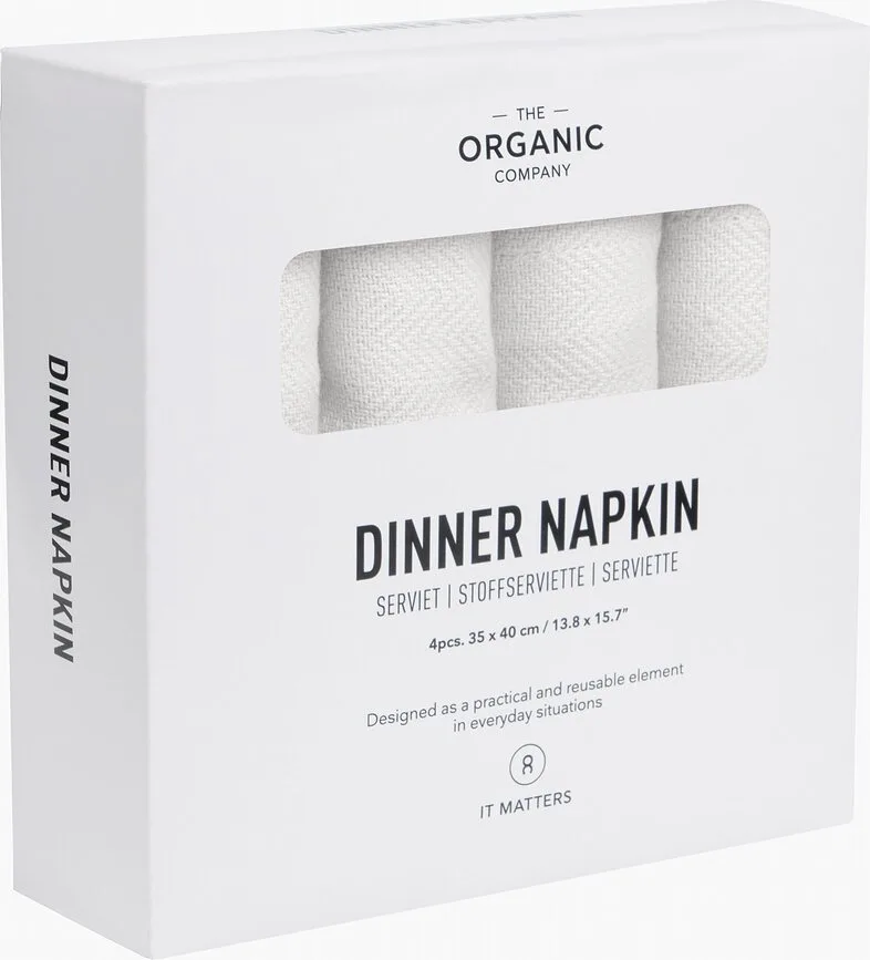 Набор тканевых салфеток The Organic Company Serwetki Dinner, 4 шт., хлопок, 40 35 см, белая