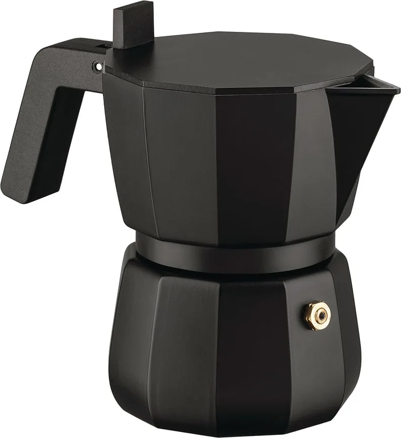 Гейзерная кофеварка Alessi, Moka czarna, 150 мл, алюминий
