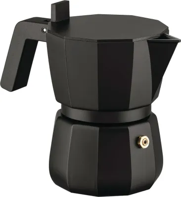 Гейзерная кофеварка Alessi, Moka czarna, 150 мл, алюминий