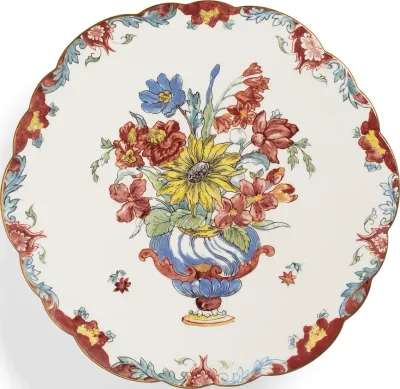 Тортница сервировочная K Amsterdam Patina, круглая, фарфор, 26 см, разноцветная