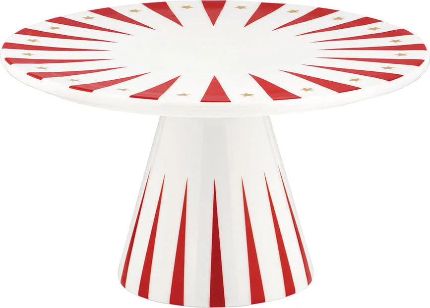 Тортница сервировочная Alessi Delight, круглая, фарфор, 22 см, красная