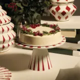 Тортница сервировочная Alessi Delight, круглая, фарфор, 22 см, красная — фото 4