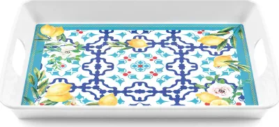 Поднос сервировочный Guzzini Flowers Lemon, прямоугольный, пищевой пластик, 47,7 47,7 см, синий