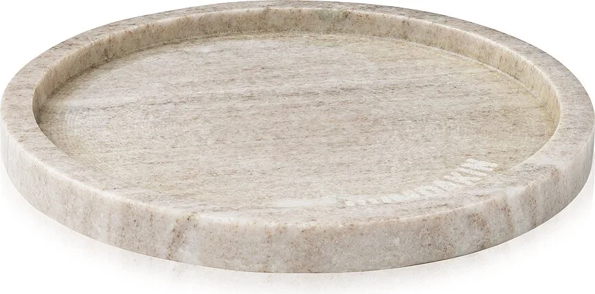 Поднос сервировочный Humdakin Marble, круглый, мрамор, 22 см, бежевый