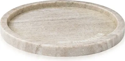 Поднос сервировочный Humdakin Marble, круглый, мрамор, 22 см, бежевый