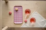 Поднос сервировочный Muurla Checks Stripes, прямоугольный, дерево, 27 13 см, розовый — фото 6
