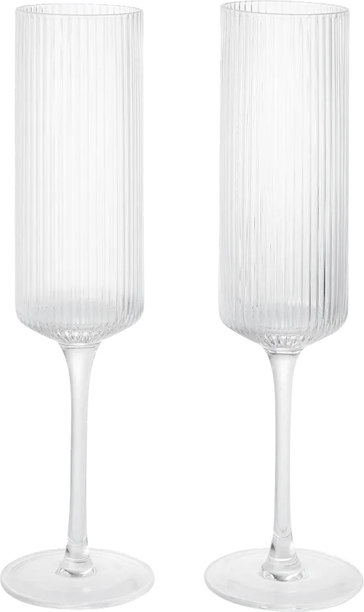 Набор 2 бокала Ferm Living, Ripple Flutes, стекло, прозрачный
