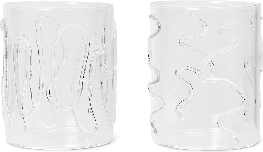 Набор 2 стакана Ferm Living, Doodle, 2 шт., боросиликатное стекло, прозрачный