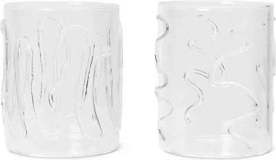 Набор 2 стакана Ferm Living, Doodle, 2 шт., боросиликатное стекло, прозрачный