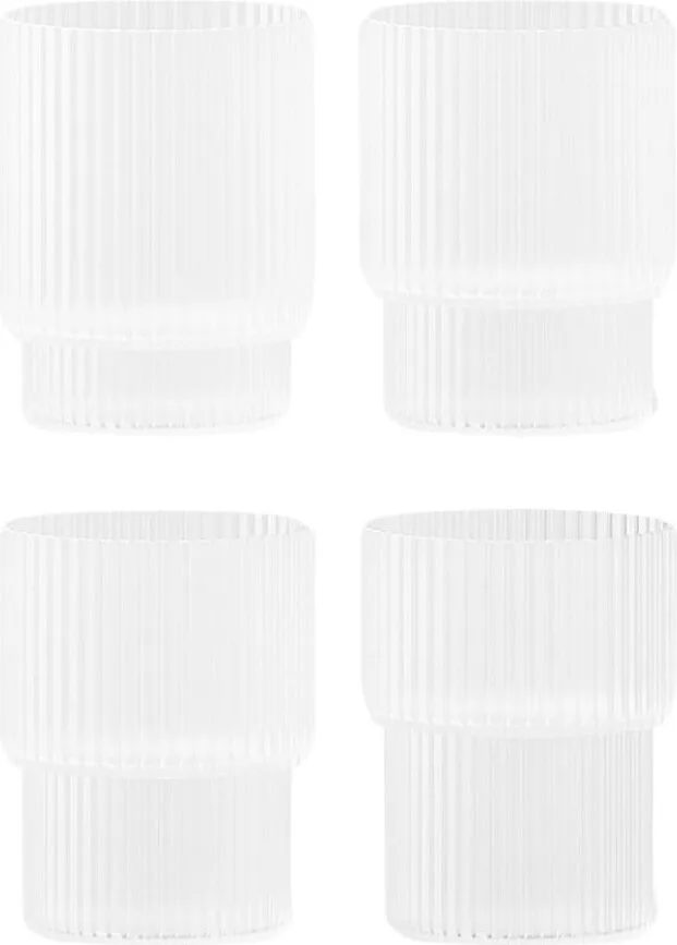 Набор 4 стакана Ferm Living, Ripple male, 4 шт., стекло, белый