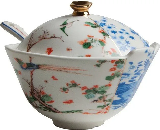 Сахарница Seletti Maurilia с крышкой, костяной фарфор, 12 см, разноцветная