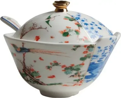 Сахарница Seletti Maurilia с крышкой, костяной фарфор, 12 см, разноцветная