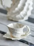 Чашка с блюдцем Bloomingville Shellie, 150 мл, каменная керамика, белая — фото 3