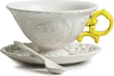 Чашка с блюдцем Seletti I-Tea, 13 см, фарфор, жёлтая — фото 1