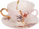 Чашка с блюдцем Seletti Kintsugi 1, фарфор, разноцветная — фото 1