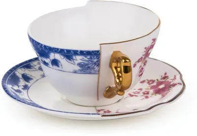 Чашка с блюдцем Seletti Zenobia, 10,5 см, костяной фарфор, разноцветная