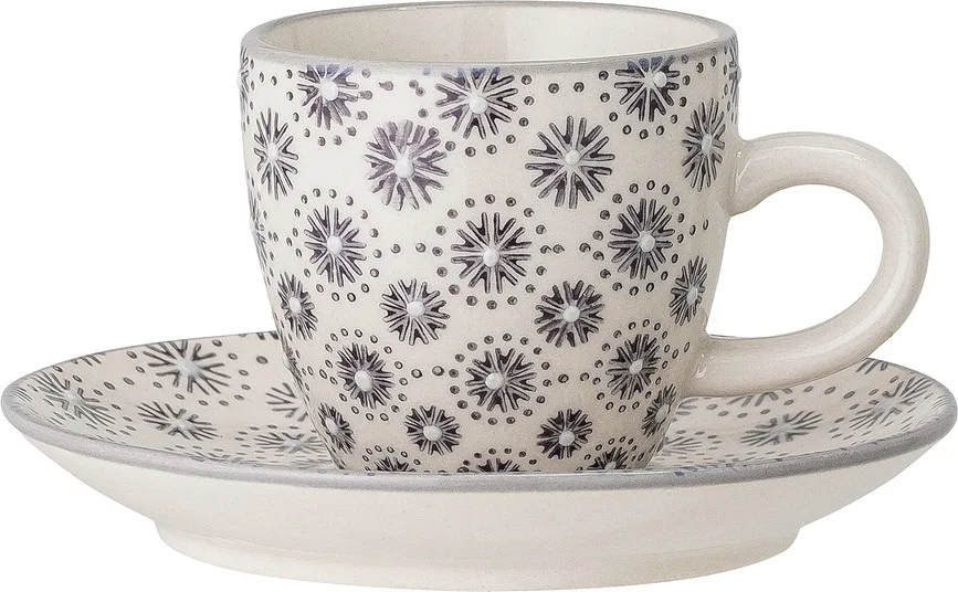 Чашка с блюдцем Bloomingville Elsa, 80 мл, каменная керамика