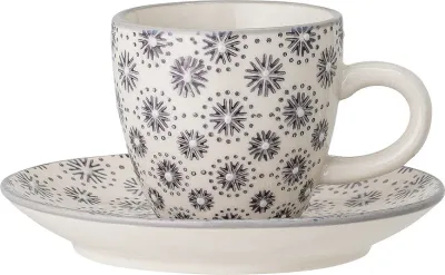 Чашка с блюдцем Bloomingville Elsa, 80 мл, каменная керамика