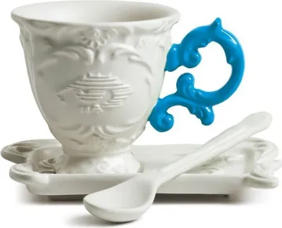 Чашка с блюдцем Seletti I-Coffee, фарфор, синяя