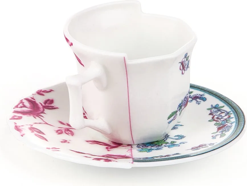 Чашка с блюдцем Seletti Leonia, костяной фарфор, разноцветная