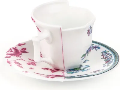 Чашка с блюдцем Seletti Leonia, костяной фарфор, разноцветная