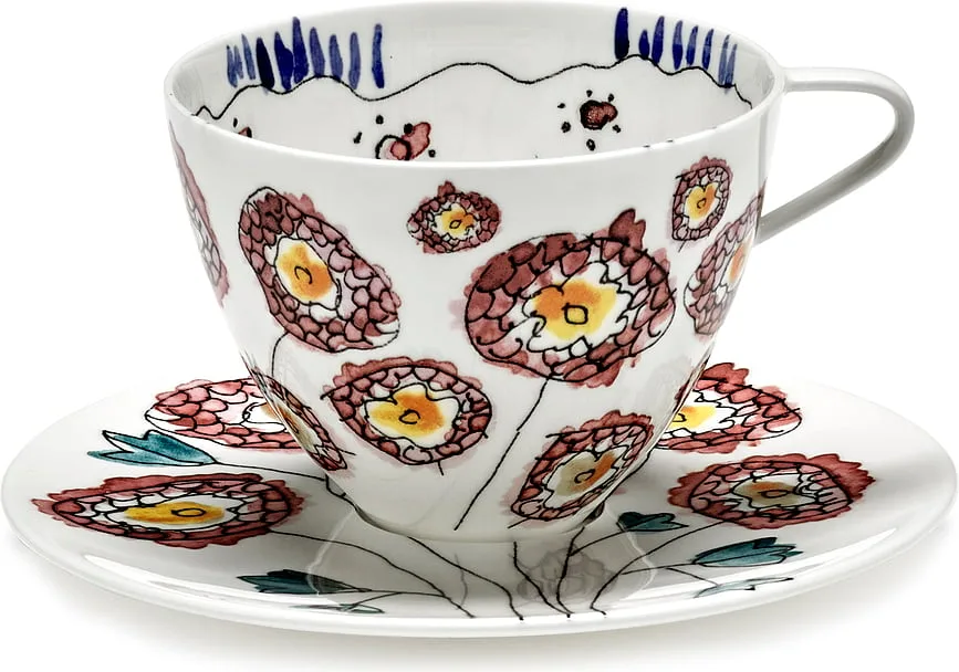 Набор чашек с блюдцами Serax Midnight Flowers, 2 шт., 200 мл, костяной фарфор, синий · арт. fabr B9223129-307