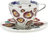 Набор чашек с блюдцами Serax Midnight Flowers, 2 шт., 200 мл, костяной фарфор, синий · арт. fabr B9223129-307 — фото 1