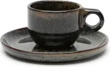 Чашка с блюдцем Serax Surface, 100 мл, каменная керамика, чёрная — фото 1