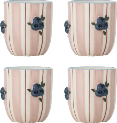 Набор кружек Bloomingville Carry, 4 шт., 240 мл, каменная керамика, розовый