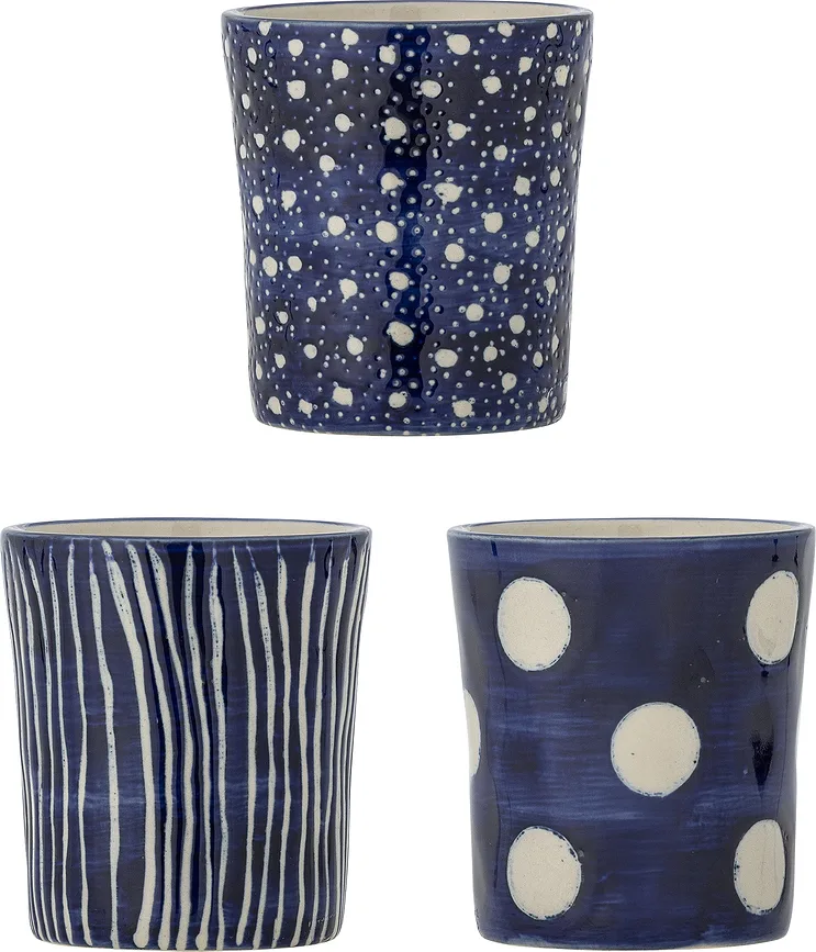 Набор кружек Bloomingville Minoa, 3 шт., 190 мл, каменная керамика, синий