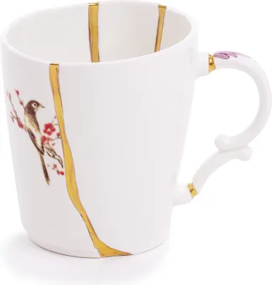 Кружка Seletti Kintsugi 3, 8,5 см, фарфор, белая