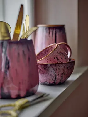 Набор салатников Bloomingville Rayen, 4 предмета, каменная керамика, 14,5 см, розовый