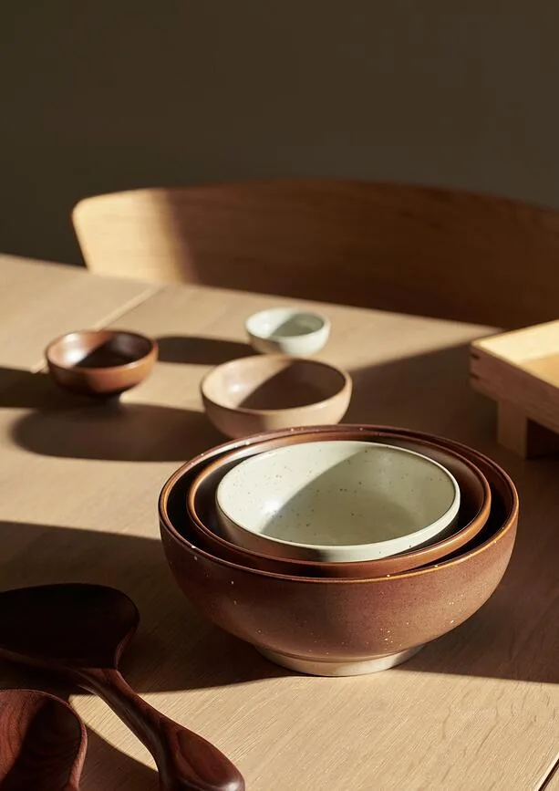 Набор салатников Ferm Living Midi, 3 предмета, каменная керамика, коричневый