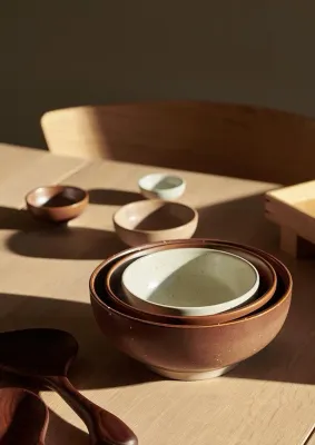 Набор салатников Ferm Living Midi, 3 предмета, каменная керамика, коричневый