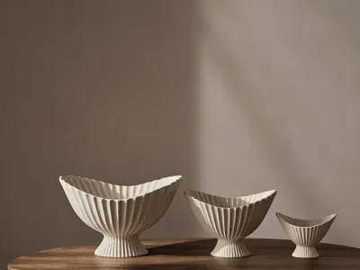 Салатник Ferm Living Fountain, каменная керамика, 19 см, белый