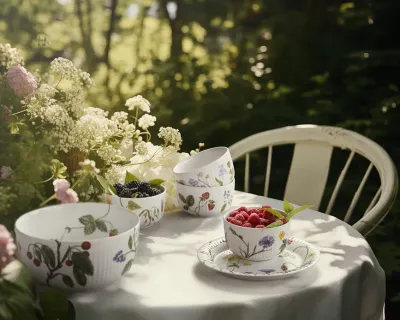 Салатник K hler Hammersh i Summer Berries, фарфор, 21 см, белый