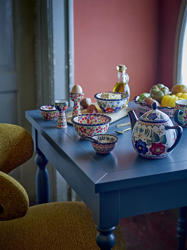 Салатник Bloomingville Florist, каменная керамика, 26,5 см, синий