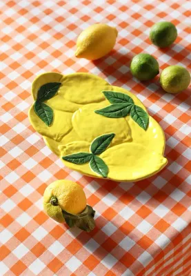 Блюдо сервировочное &K Amsterdam Lemon, овальное, керамика, 19 28,5 см, разноцветное