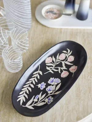 Блюдо сервировочное Bloomingville Amberly, овальное, каменная керамика, 19,5 41 см