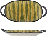 Блюдо сервировочное Bloomingville Lilie, овальное, каменная керамика, 15 32,5 см, зелёное — фото 1