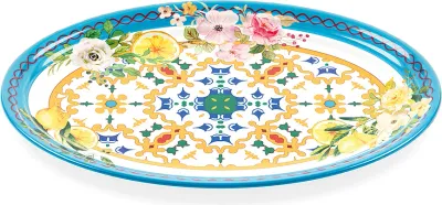 Блюдо сервировочное Guzzini Flowers Lemon, овальное, меламин, 25,5 35,5 см, синее