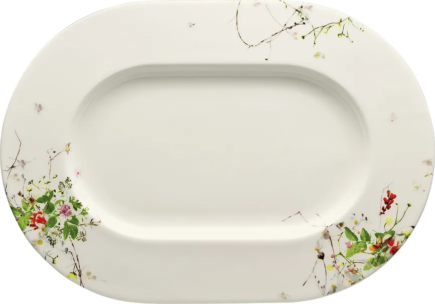 Блюдо сервировочное Rosenthal Brillance Tajemniczy Ogrod, овальное, костяной фарфор, 24 34 см, белое