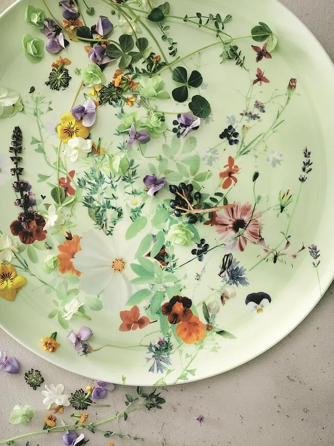 Блюдо сервировочное Rosenthal Brillance Wiosenny Ogrod, круглое, костяной фарфор, 32 см, зелёное