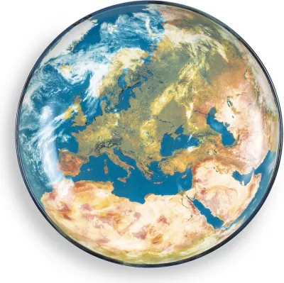 Блюдо сервировочное Seletti Cosmic Earth, круглое, фарфор, 32 см, разноцветное