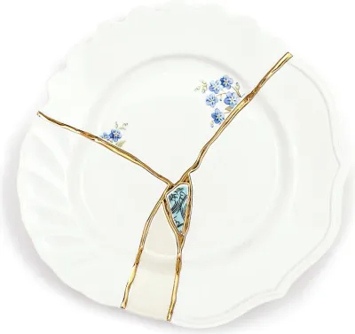 Блюдо сервировочное Seletti Patera Kintsugi 3, круглое, фарфор, 21 см