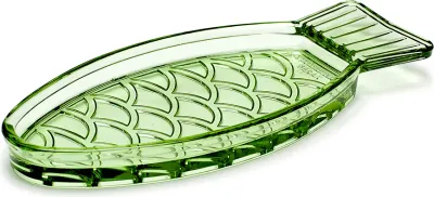 Блюдо сервировочное Serax Fish and Fish, овальное, стекло, 10 23 см, зелёное