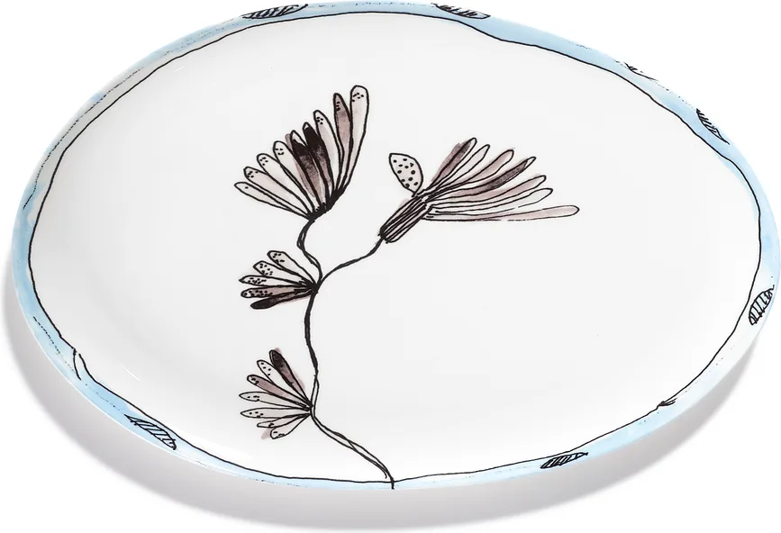 Блюдо сервировочное serax midnight flowers, овальное, костяной фарфор, 22,5 , синее · арт. fabr B9223109-719